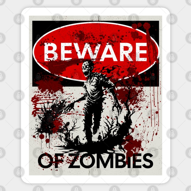 Beware of Zombies Sign Sticker by HolidayBug